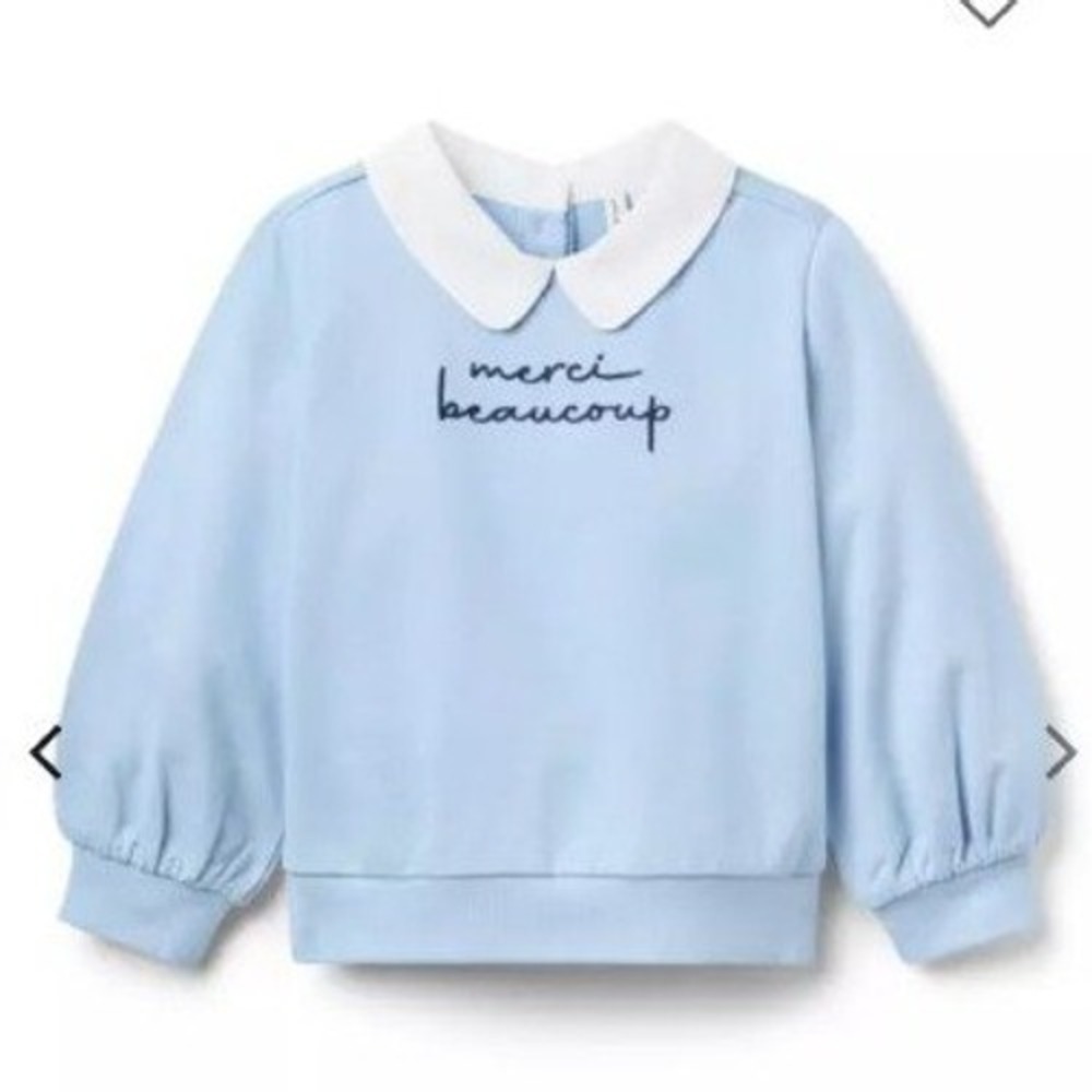 Janie and Jack Girls Blue Merci Beaucoup Hazy Blue Top Size 10 9-10 Years